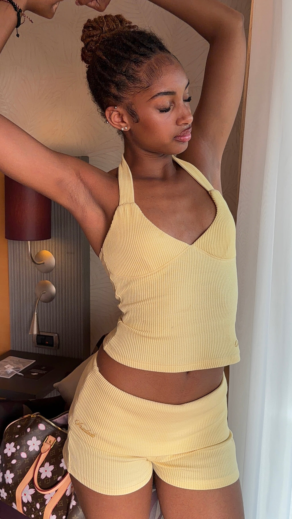 (Pre-Order) Cotton Halter Rib Top - Citron