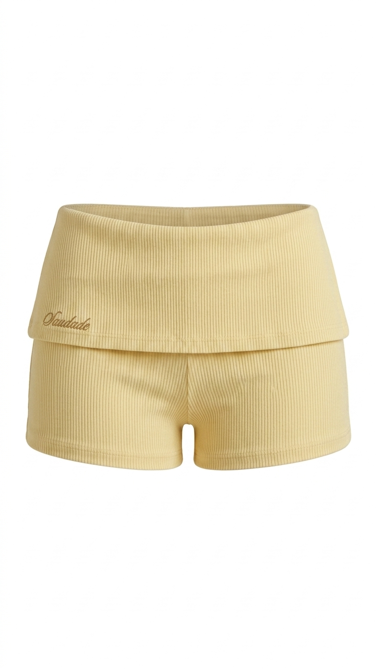 (Pre-Order) Cotton Foldover Rib Shorts - Citron