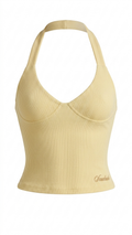 (Pre-Order) Cotton Halter Rib Top - Citron